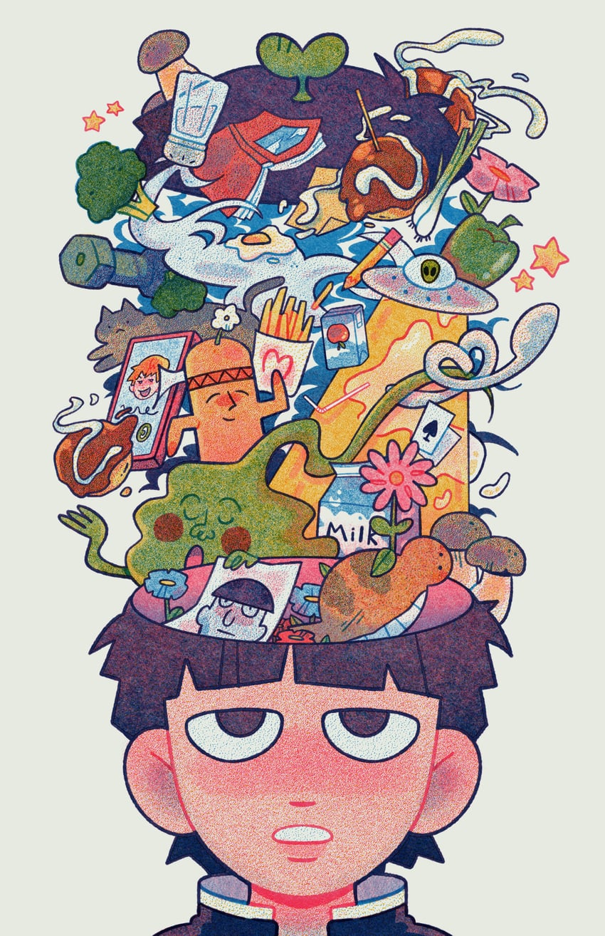 kageyama shigeo, reigen arataka, and ekubo (mob psycho 100) drawn by eoryuu