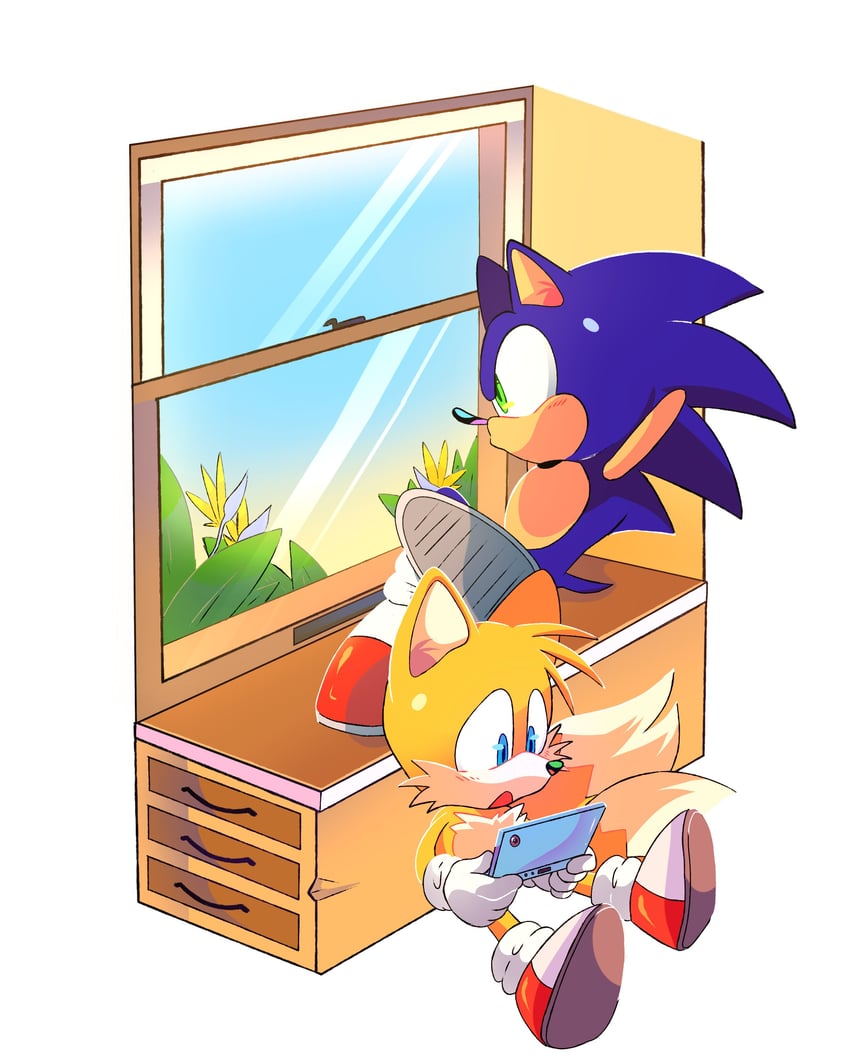 sonic the hedgehog and tails (sonic) drawn by stellarspin