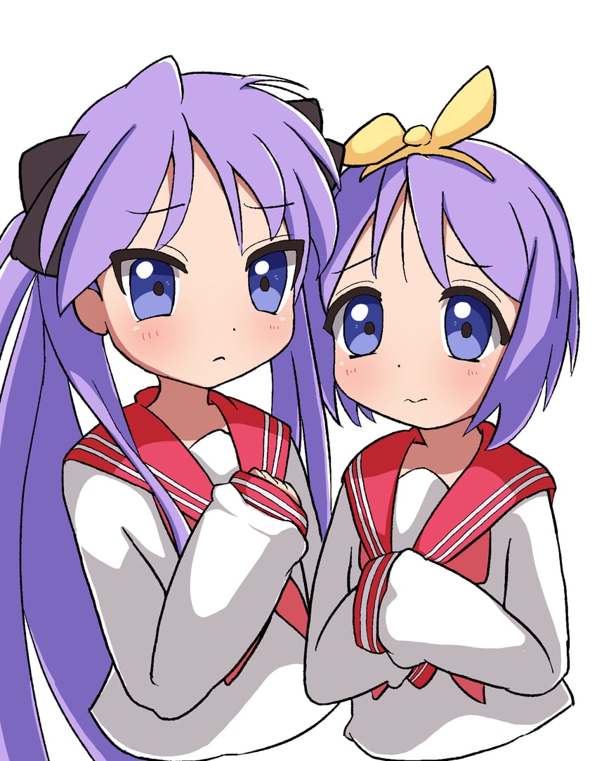 hiiragi kagami and hiiragi tsukasa (lucky star) drawn by maopippi88