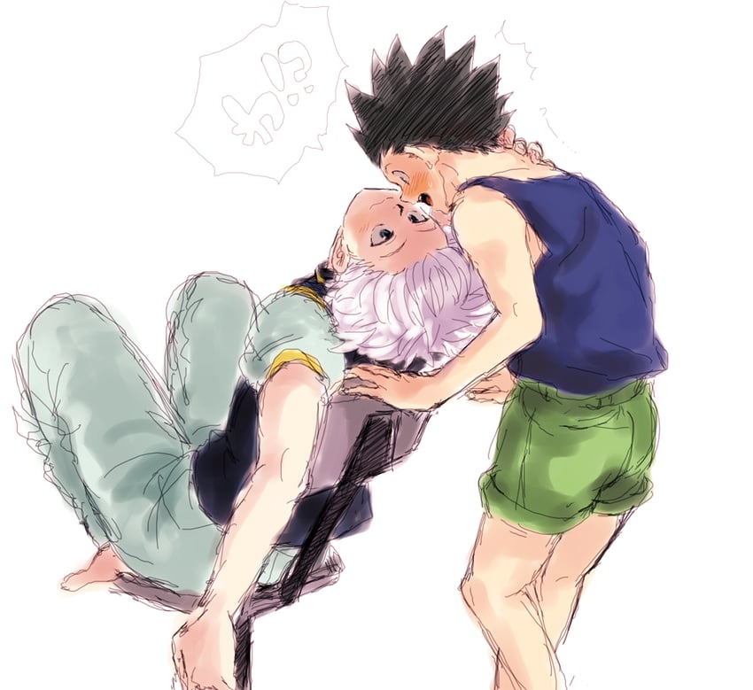 killua zoldyck and gon freecss (hunter x hunter) drawn by hanba_guyokota
