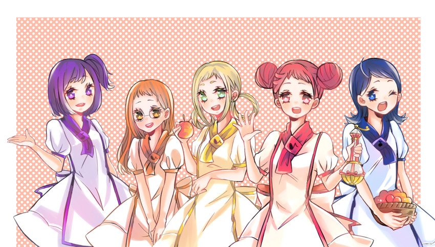 harukaze doremi, segawa onpu, fujiwara hazuki, senoo aiko, and asuka momoko (ojamajo doremi) drawn by chikuouo