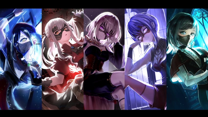 togawa sakiko, wakaba mutsumi, yahata umiri, misumi uika, mortis, and 5 more (bang dream! and 1 more) drawn by xid
