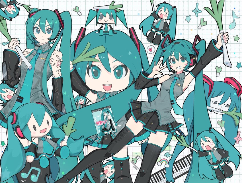 hatsune miku, hachune miku, mikudayo, and shiteyan'yo (vocaloid) drawn by minazuki_(minaduki_0318)