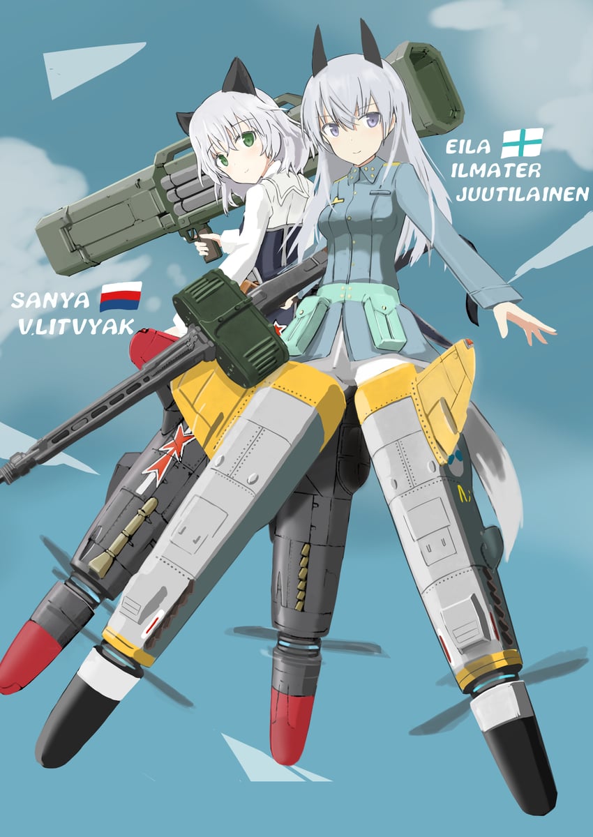 sanya v. litvyak and eila ilmatar juutilainen (world witches series and 1 more) drawn by turkeysand_(fernandear_504)