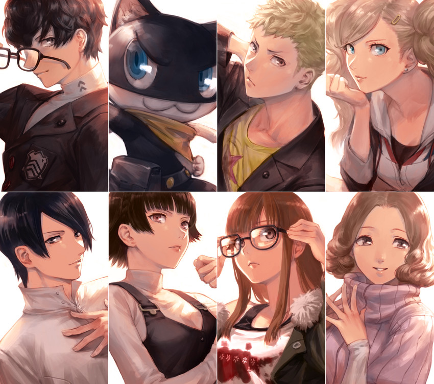 amamiya ren, takamaki anne, sakura futaba, niijima makoto, okumura haru, and 3 more (persona and 1 more) drawn by nekobayashi_(nekoforest)
