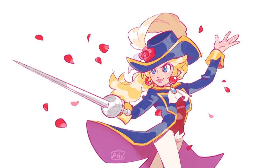princess peach and swordfighter peach (mario and 1 more) drawn by ari_vsart