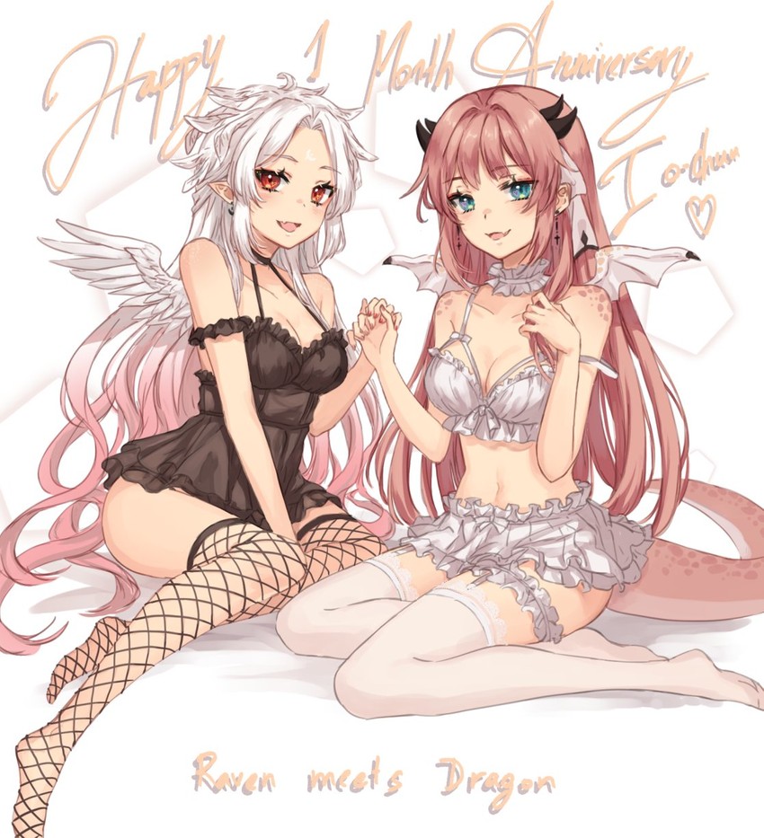 kuzuryu io and runa (indie virtual youtuber and 1 more) drawn by ten-chan_(eternal_s)