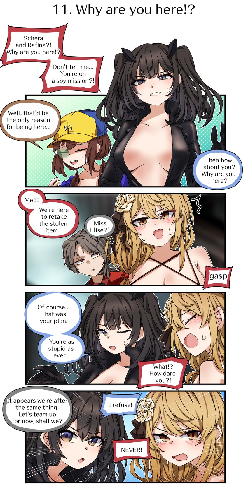 scheherazade, elise, rafina, and andrew (brown dust and 1 more) drawn by sin_seishun