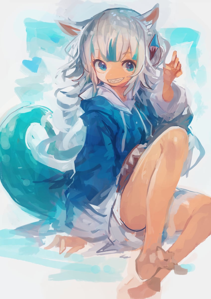gawr gura (hololive and 1 more) drawn by kaamin_(mariarose753)