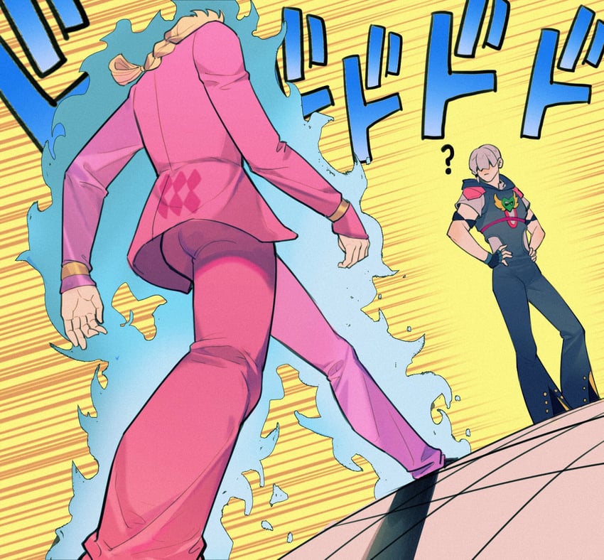 giorno giovanna and jodio joestar (jojo no kimyou na bouken and 3 more) drawn by spadelake