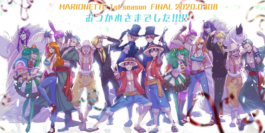 nami, monkey d. luffy, roronoa zoro, sanji, tony tony chopper, and 5 more (one piece and 1 more) drawn by rico_opps