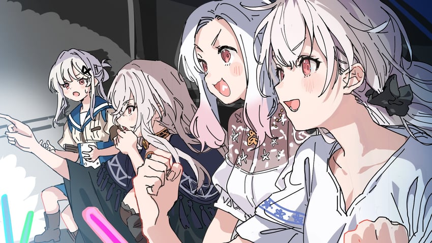 yonagi, hatano rin, momonouchi sumomo, and olivia berry (hakuchuumu no aojashin) drawn by shimofuri