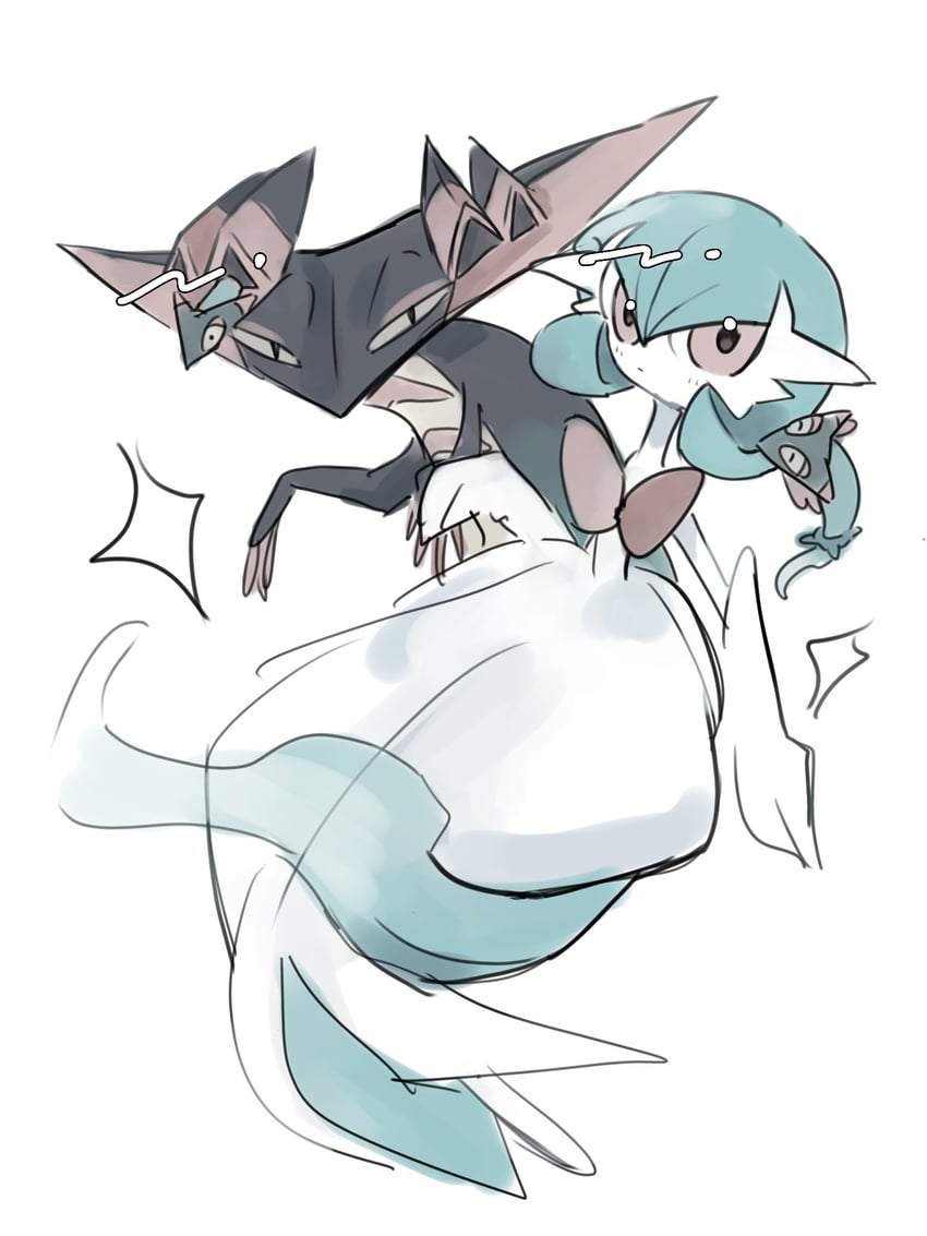 gardevoir, mega gardevoir, dreepy, and dragapult (pokemon) drawn by mame_(nanase_pk)
