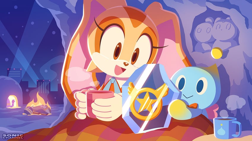 cream the rabbit, neutral chao, cheese, and big the cat (sonic and 2 more) drawn by karasuno_yui