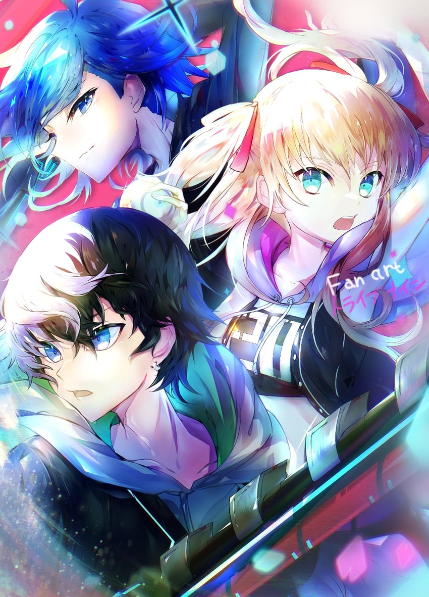 aoyama kazuki, kuronaka yo, and iroha tsuki (tribe nine) drawn by hanemina