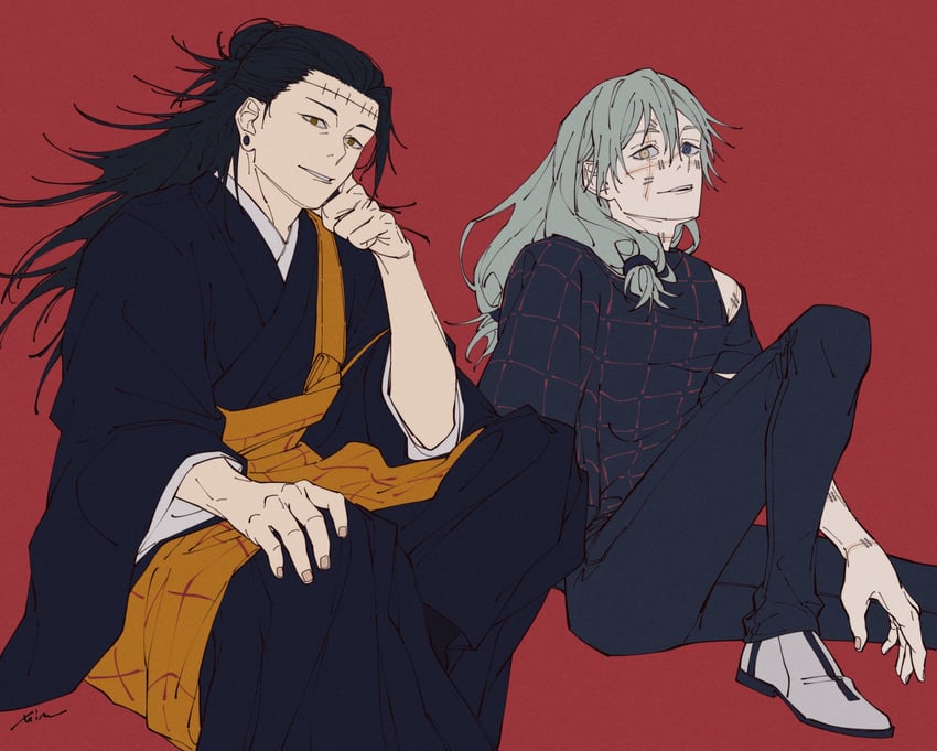 getou suguru and mahito (jujutsu kaisen) drawn by mim_(mimya0600)