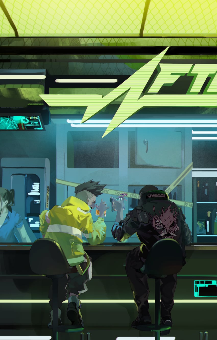 david martinez, v, vincent, and claire (cyberpunk and 2 more) drawn by drawfag