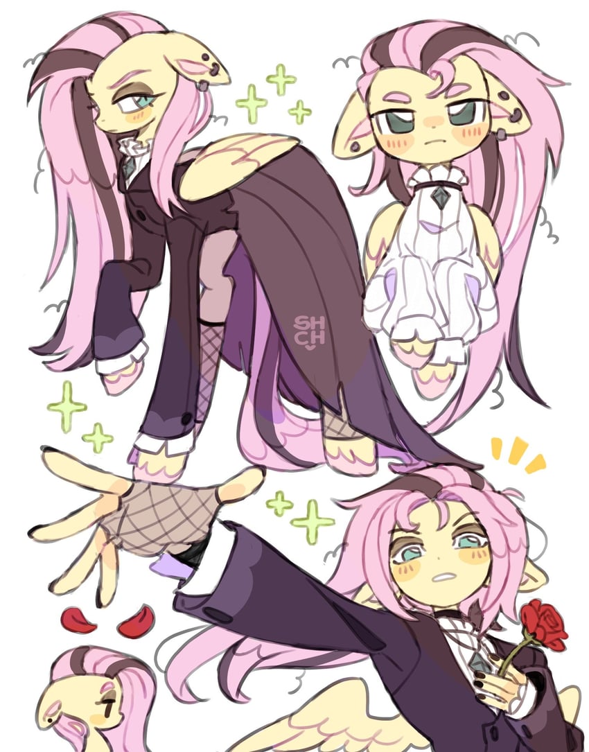 fluttershy (my little pony and 1 more) drawn by sharpycharot