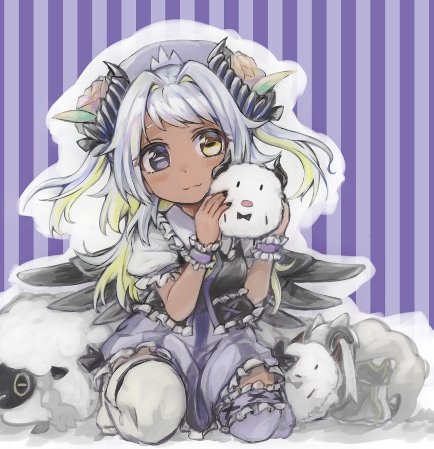 wooloo and yotsutsuji mayoi (pokemon and 1 more) drawn by giren
