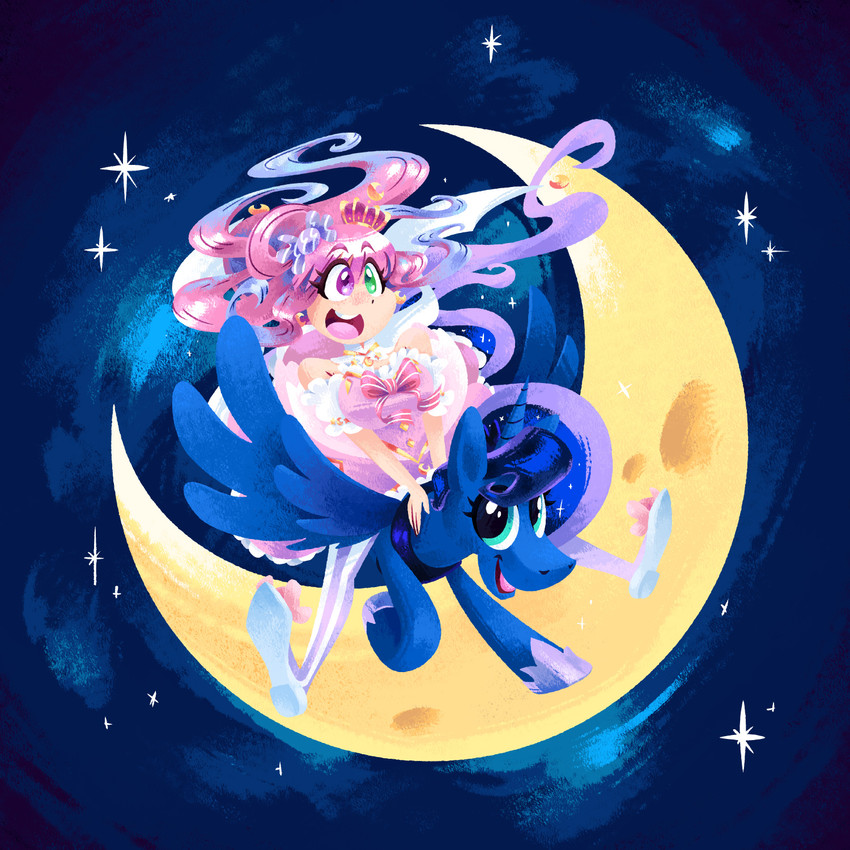 himemori luna and princess luna (hololive and 2 more) drawn by 2snacks_(artist)