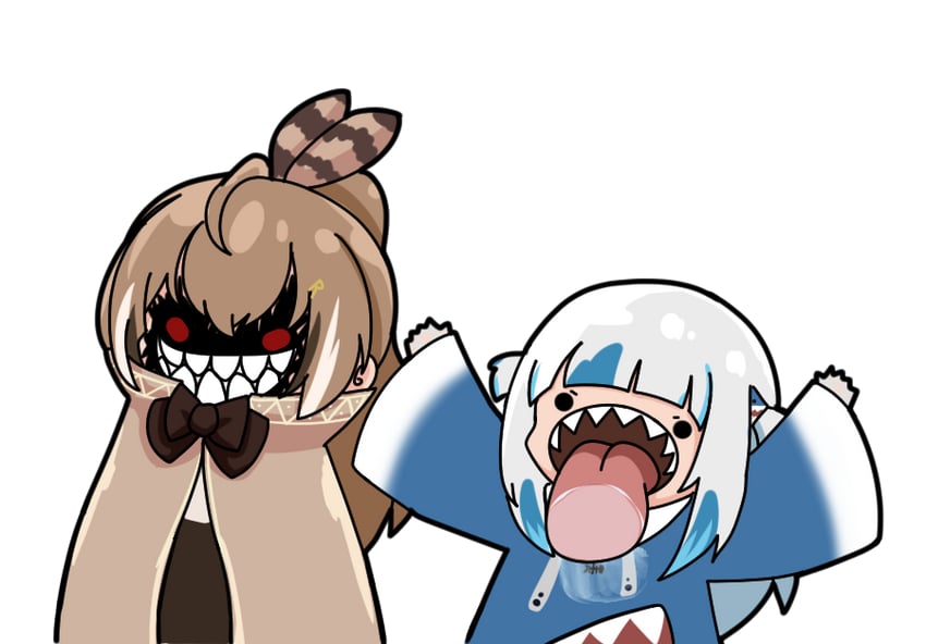 gawr gura, nanashi mumei, and nightmare (hololive and 1 more) drawn by torororose