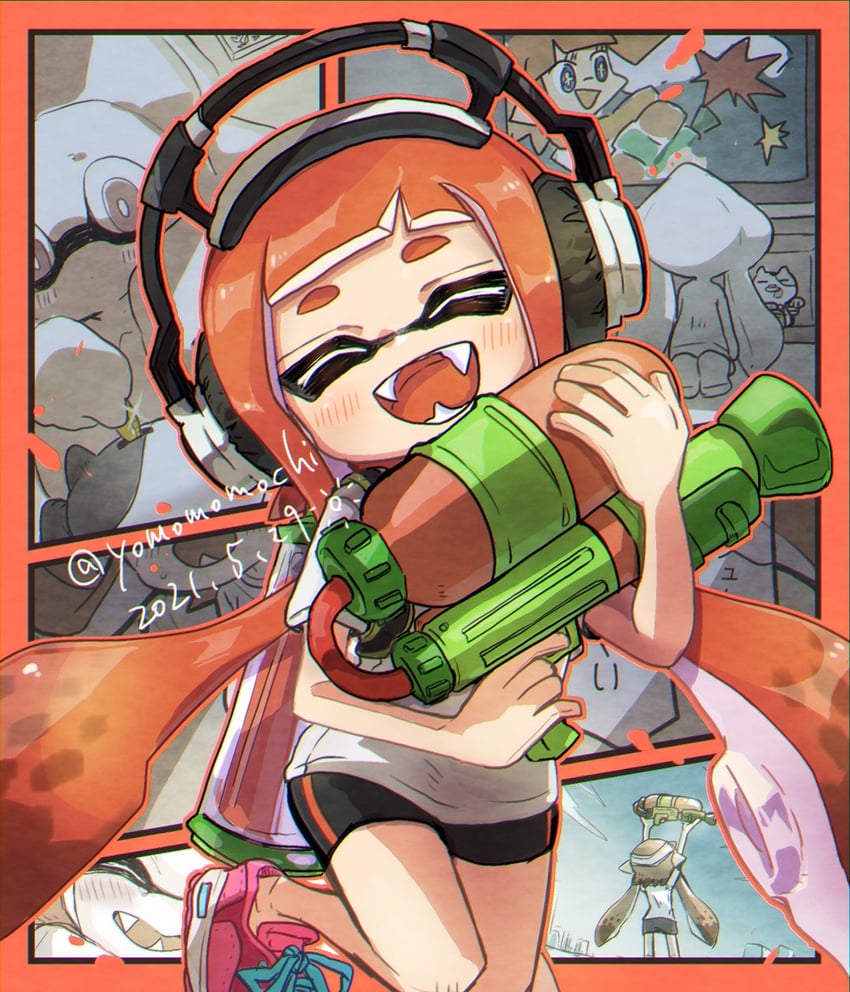 inkling player character, inkling girl, and kaori (splatoon and 1 more) drawn by wanoka