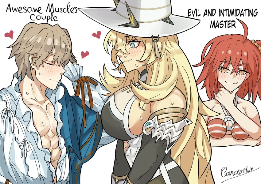 fujimaru ritsuka, barghest, and gawain (fate and 1 more) drawn by caravthir