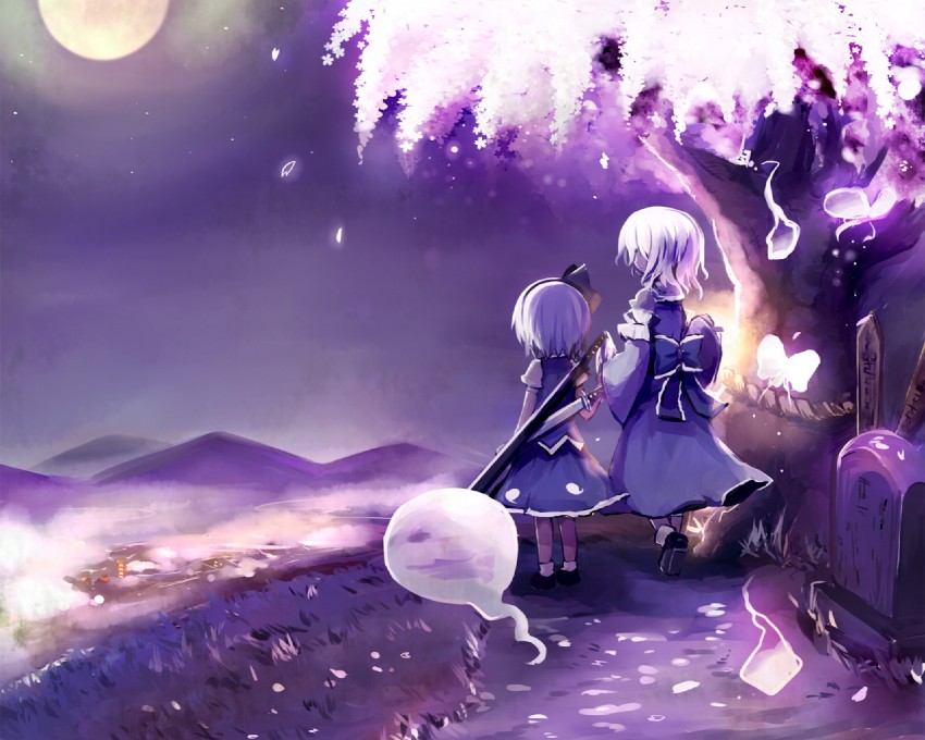 konpaku youmu, saigyouji yuyuko, and saigyou ayakashi (touhou) drawn by dorua_(dollar)
