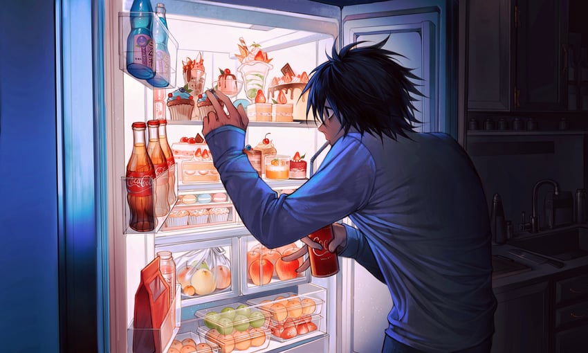 l (death note and 1 more) drawn by huli_xiaobai