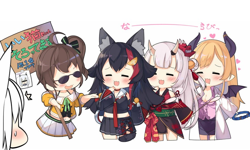 shirakami fubuki, ookami mio, nakiri ayame, natsuiro matsuri, and yuzuki choco (hololive) drawn by kokka_han