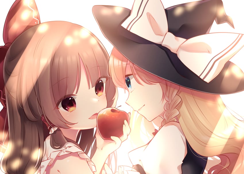 hakurei reimu and kirisame marisa (touhou) drawn by cacao_(cacaomgmg)