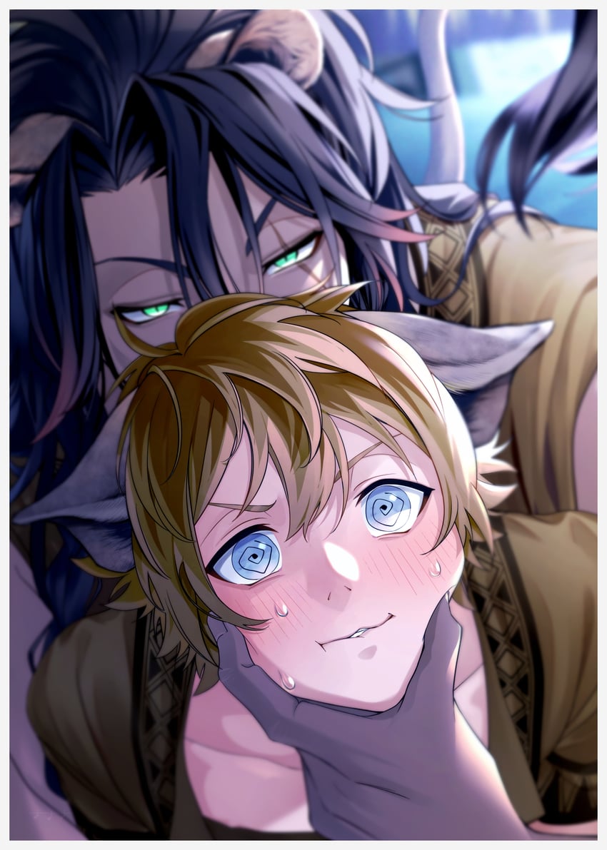 leona kingscholar and ruggie bucchi (twisted wonderland) drawn by 44sann