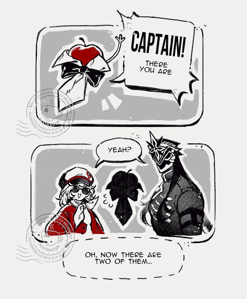 regulus, capitano, and apple (genshin impact and 1 more) drawn by imainacup