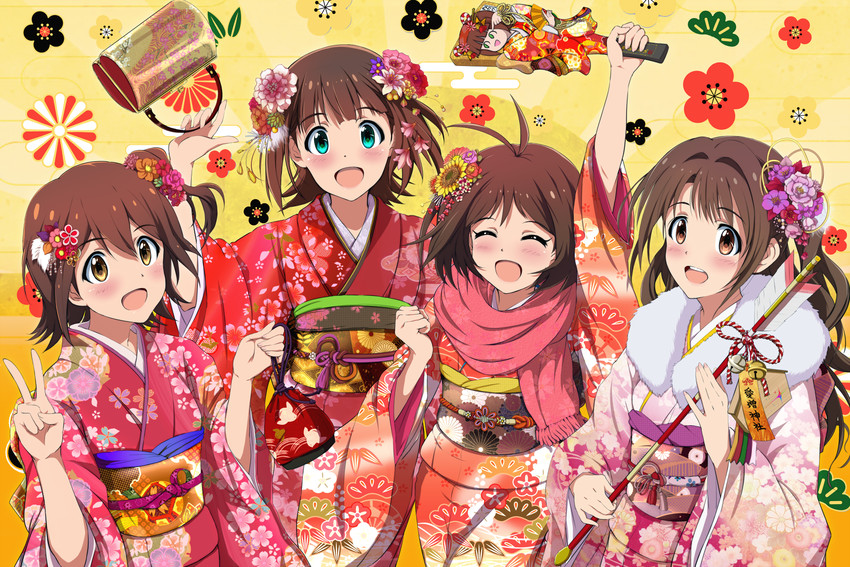 amami haruka, shimamura uzuki, kasuga mirai, hidaka ai, and nonowa (idolmaster and 3 more) drawn by hina_(araburu-hinadori)