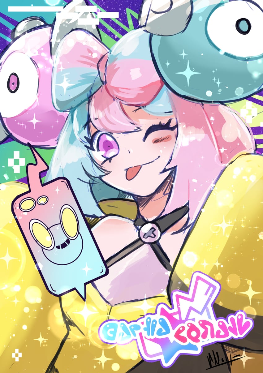 iono, rotom, and rotom phone (pokemon and 1 more) drawn by yami11