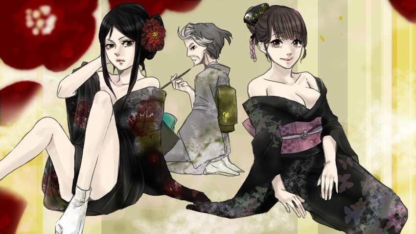 oshimizu nako, tsurugi minko, and shijima sui (hanasaku iroha) drawn by yuusaku_(yu_to01)