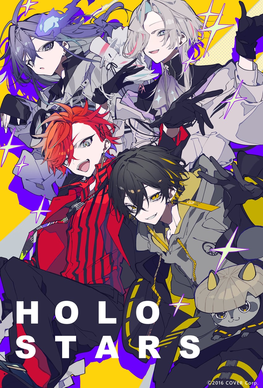 yatogami fuma, minase rio, utsugi uyu, hizaki gamma, kotatsu, and 1 more (holostars) drawn by mochizuki_kei