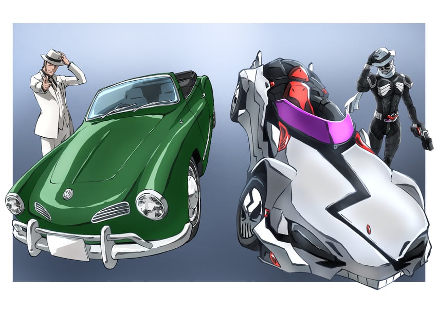 kamen rider skull and narumi sokichi (kamen rider and 2 more) drawn by taiga_hiroyuki
