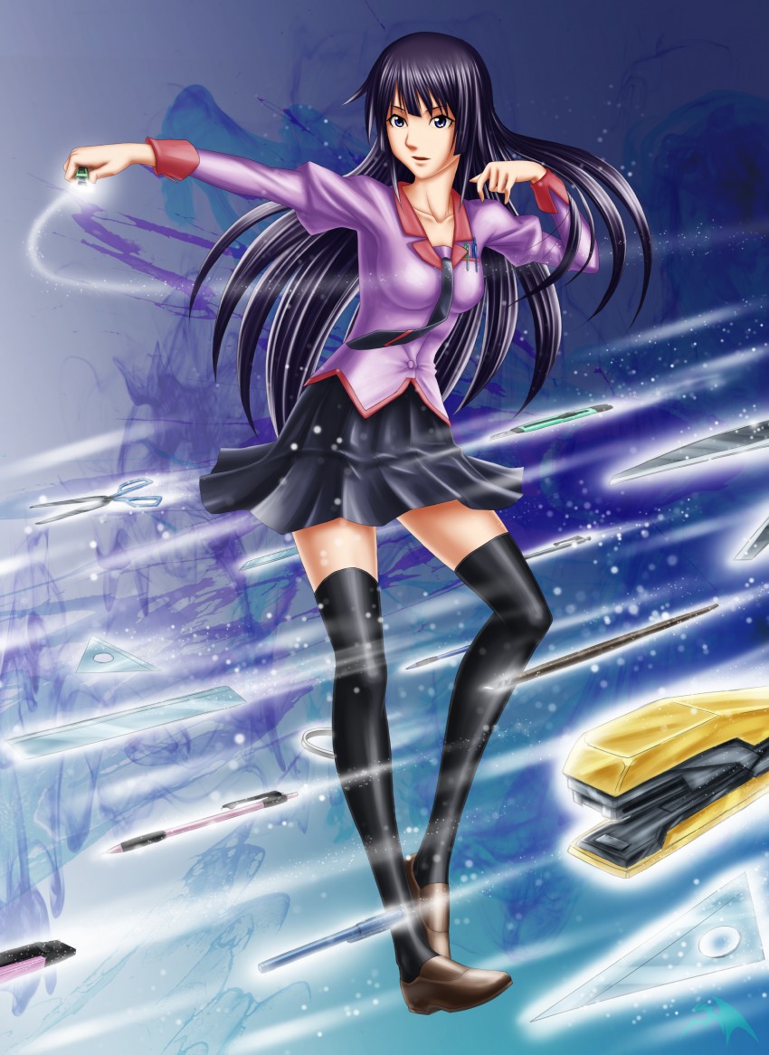 senjougahara hitagi (monogatari and 1 more) drawn by darkmuleth