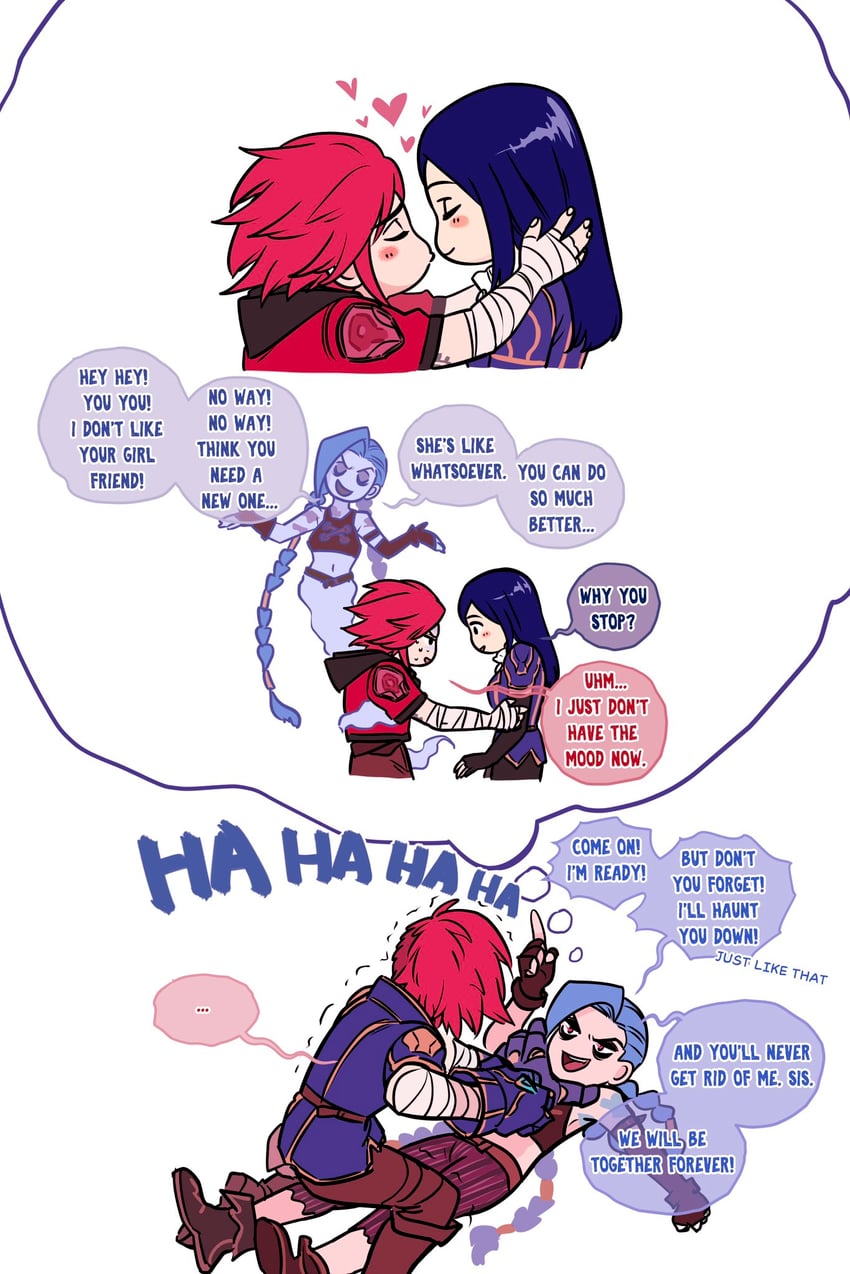 jinx, vi, caitlyn, arcane jinx, arcane vi, and 1 more (league of legends and 2 more) drawn by charlottewoo64