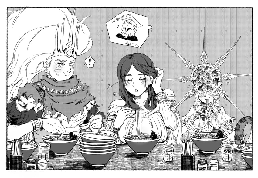 dark sun gwyndolin, nameless king, queen of sunlight gwynevere, and hawkeye gough (dark souls and 2 more) drawn by zunkome