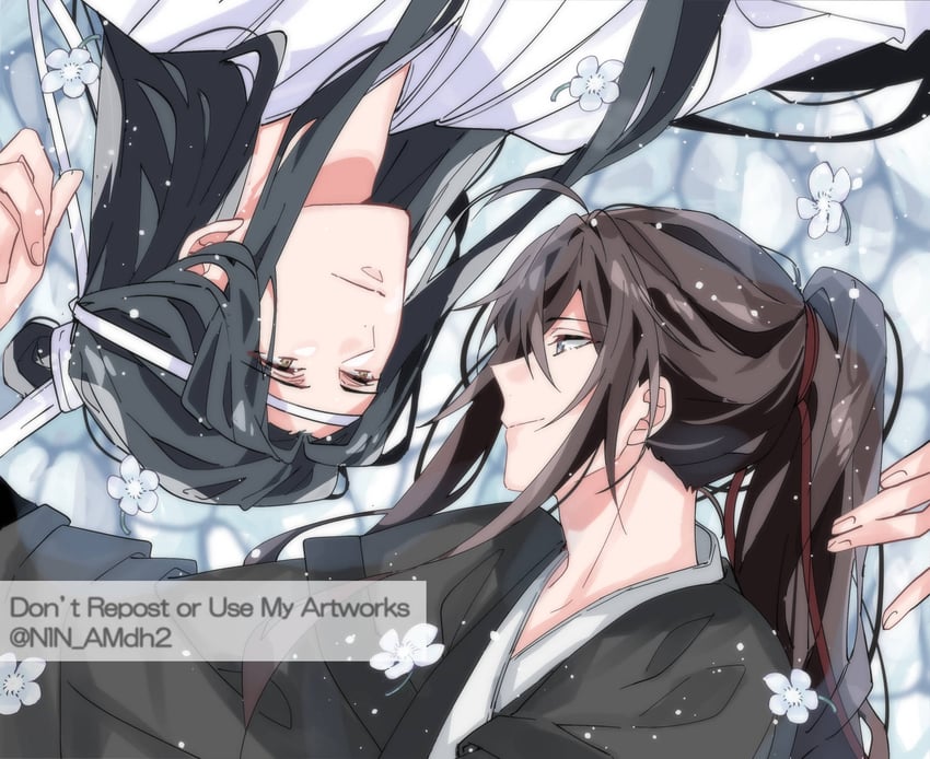 wei wuxian and lan wangji (modao zushi) drawn by hyottokoane