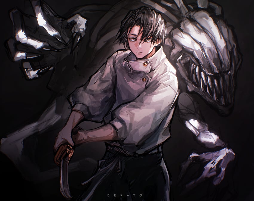 okkotsu yuuta and orimoto rika (jujutsu kaisen) drawn by deka_yo
