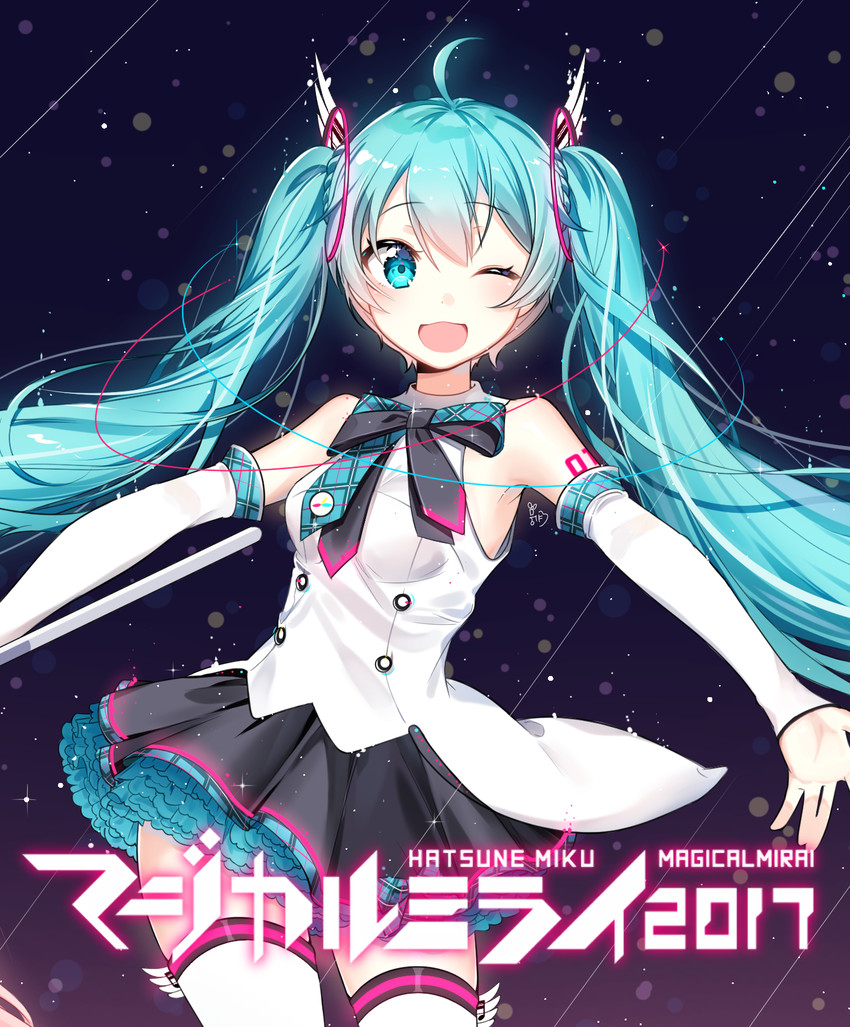 hatsune miku and magical mirai miku (vocaloid and 1 more) drawn by moong_gya