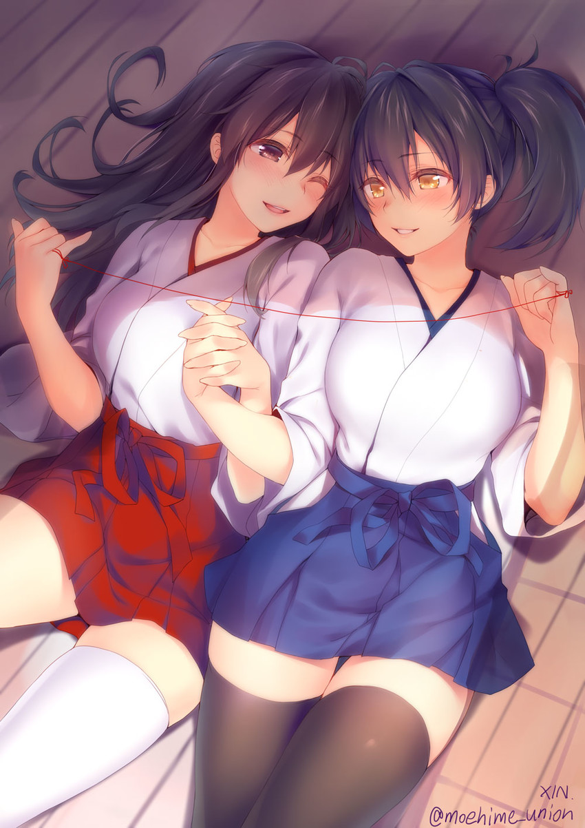 kaga and akagi (kantai collection) drawn by obiwan