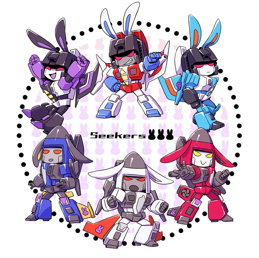 starscream, thundercracker, skywarp, ramjet, dirge, and 1 more (transformers and 1 more) drawn by aoi_rena