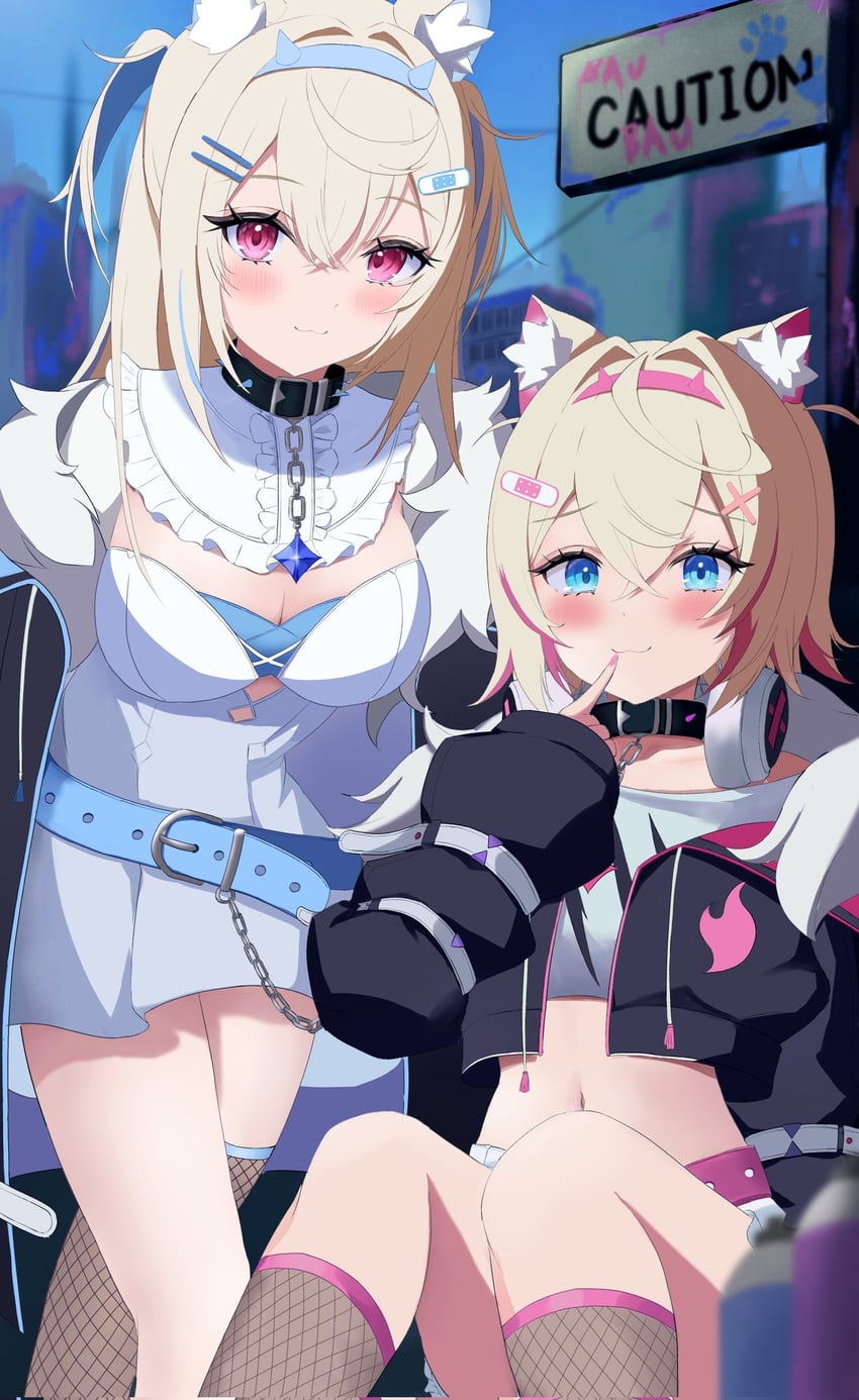 fuwawa abyssgard and mococo abyssgard (hololive and 1 more) drawn by tatsu_(tattti2022)