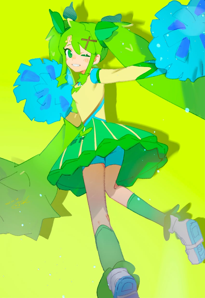 hatsune miku and grass miku (pokemon and 2 more) drawn by makagi2