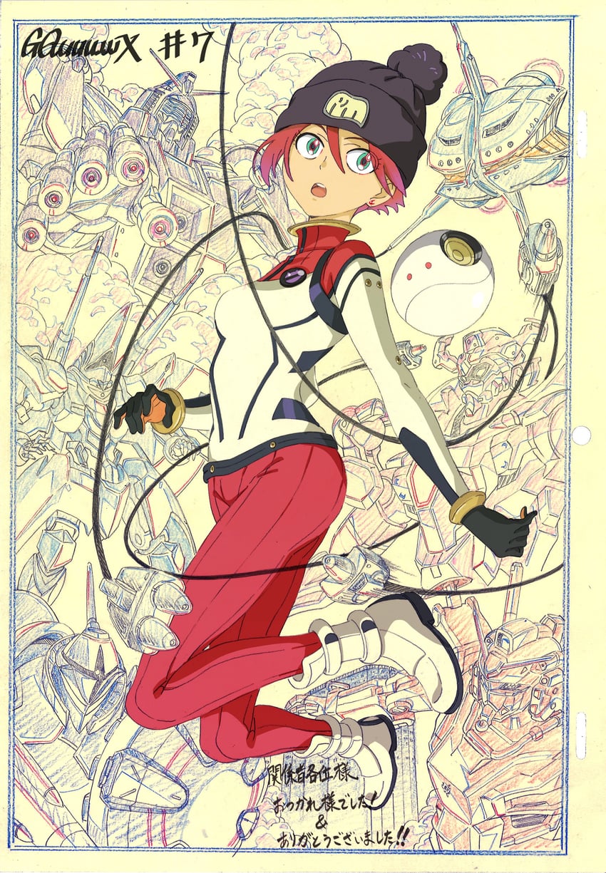 amate yuzuriha, haro, gquuuuuux, red gundam, gyan, and 3 more (gundam and 1 more) drawn by ootake_mamoru