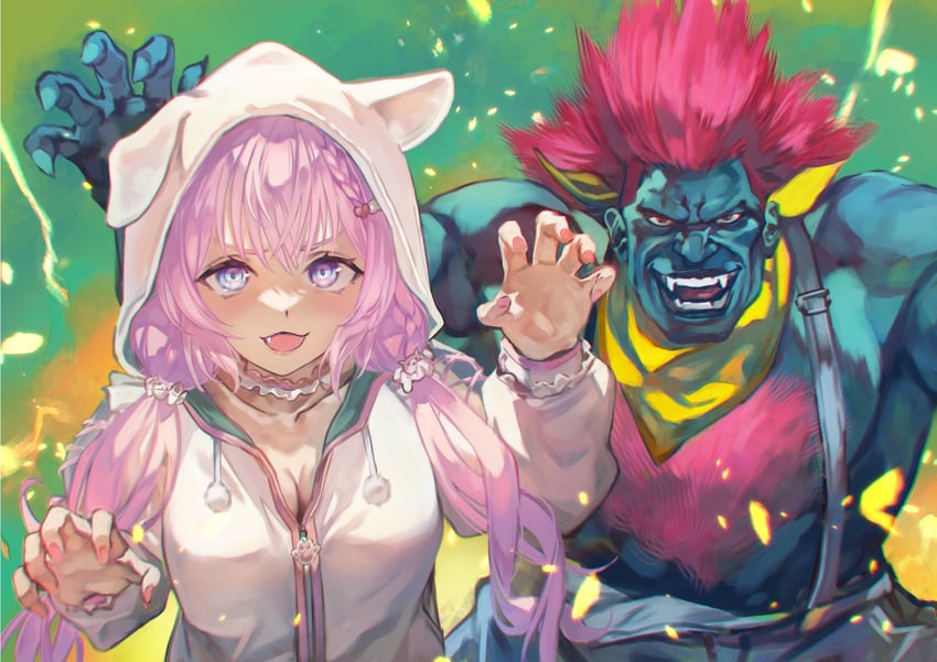 hakui koyori and blanka (hololive and 2 more) drawn by otsudou